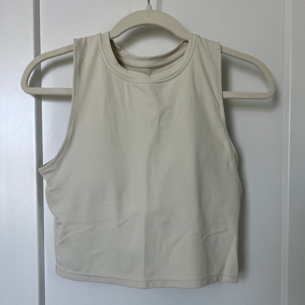NATURAL FEELINGS- Ivory Yoga Tank Top w/ Built in Bra- LARGE